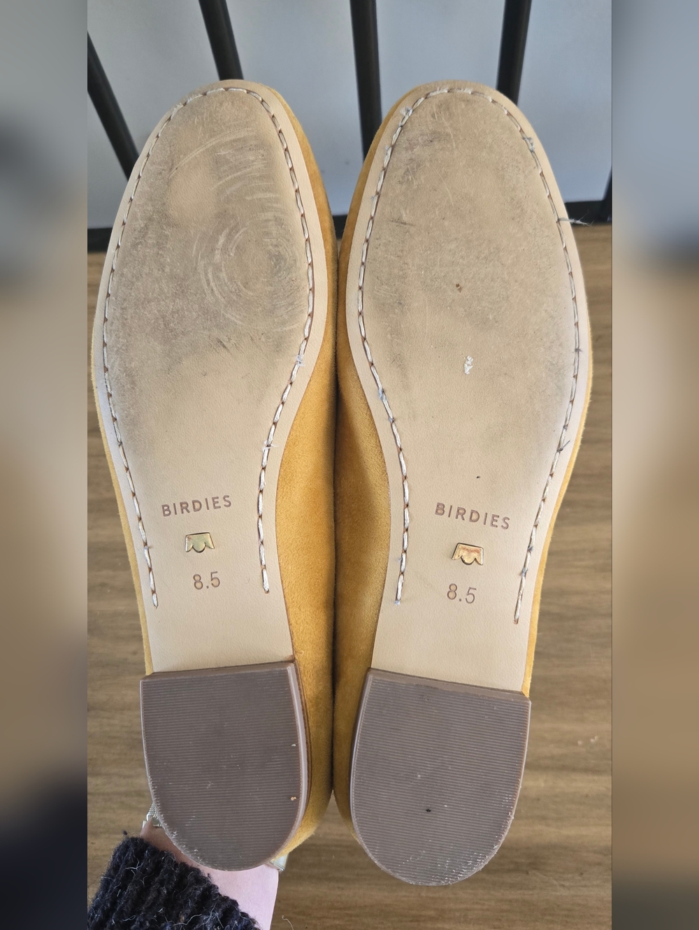 Birdies Hummingbird Flats In Mustard Yellow Suede - Picture 7 of 8